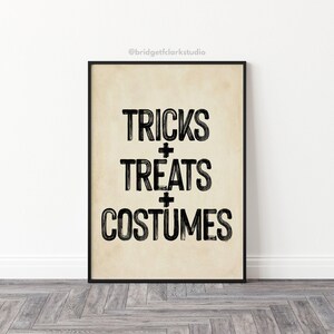 Trick or Treat Sign, Halloween Sayings Printable, Vintage Halloween Printable, Modern Halloween Art, Halloween Art Printable, Art Prints