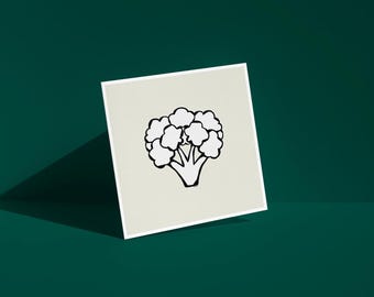 Broccoli Prints, Mini Art, 4x4 Prints, Vegetable Art Prints, Modern Food Prints, Gifts Under 10 Dollars, Printed Art Work, Minimal Food Art