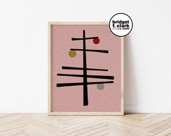 Sparse Mod Tree, Mid Century Modern Christmas Decor, Christmas Wall Art Printable, Christmas Tree, Holiday Prints, Holiday Decor Vintage