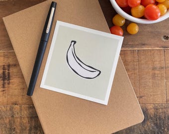 Banana Art Print, 4x4 Art, Mini Kitchen Fruit Art, Minimal Food Art, Gifts Under 10 Dollars, Trendy Minimalist Wall Art, Small Art Print