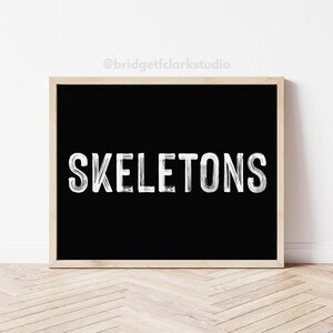 Halloween Skeleton Decor, Halloween Printable Art, Skeleton Wall Art, Farmhouse Art Prints, Boho Halloween Decor, Typography, Printable Art