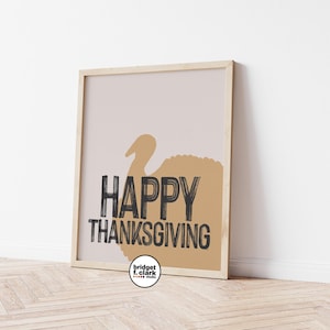 Thanksgiving Art Printable, Turkey Art, Fall Printable Wall Art, Thanksgiving Decor, Thanksgiving Gift for Host, Fall Wall Art, Modern Art