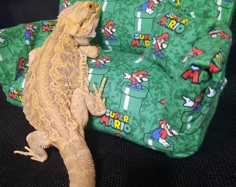 Custom Bearded Dragon Couch and Pillow (Machine Washable)