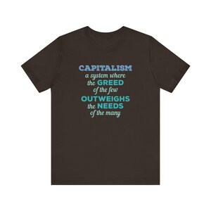 Capitalism in Reality, Progressive, Lefty T-Shirt, Socialist Jersey Tee
