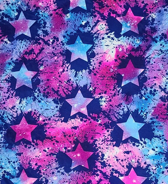 Galaxy With Paint Splatter Stars Printed DBP Fabric Etsy