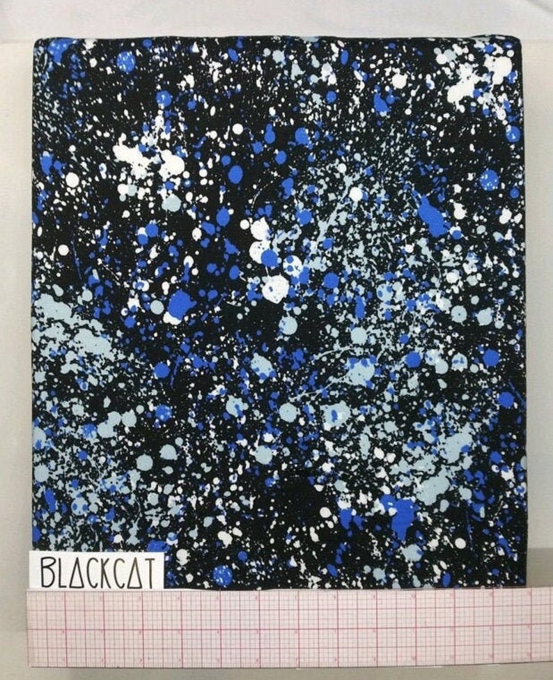 Paint Splatter Print Black/Royal Fabric by the yard Etsy