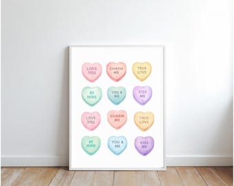 Valentinstag Gespräch Herzen Printable | Aquarell Herz Kunst | Digitaler Download