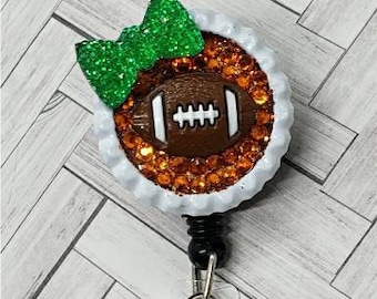 Miami Hurricanes Badge Reel, Sparkly Football ID Holder