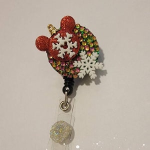 Cute Disney Mickey Mouse Christmas badge reel