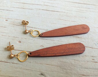 Sunshine on the Mountain Earrings Original Design Unique Gift Bohemian Style Hand Painted Natural Wood Jewelry Super Lightweight