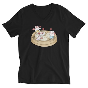 Unisex Short Sleeve V-Neck Moogle Bao T-Shirt