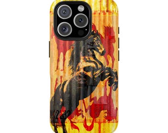 Rearing Horse Phone Case | Bold Flames Graphic Tough Phone Case