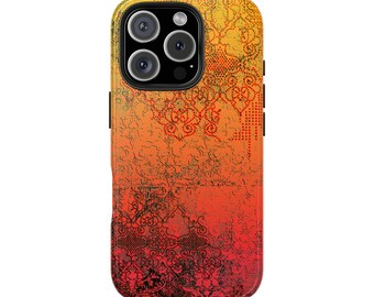 Orange Red Ombre Lace Pattern Phone Case | Tough Phone Cases