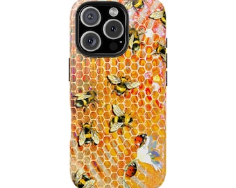 Honeycomb Bee Pattern Phone Case | Floral Insect Honeycomb Design