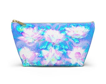 Holographic Watercolor Lotus Accessory Pouch