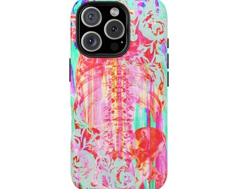 Neon Floral Spine Art Phone Case | Tough, Protective
