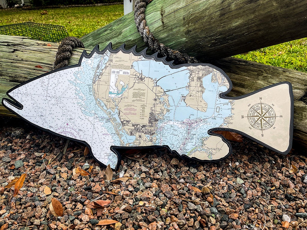 Simple Map With Fish Custom Fish Shape / Map Signs - Etsy