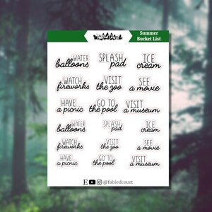 Sommer Bucket List | Schriften | Planner Sticker