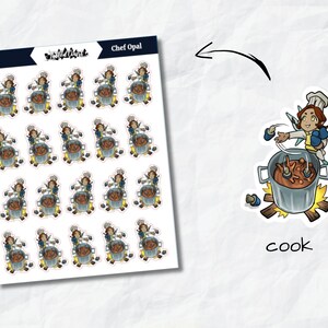 Chef Opal | Hand Drawn | Planner Character Stickers