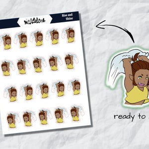 Sta op en glans | Handgetekend | Planner karakterstickers