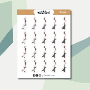 Balai | Dessiné à la main | Stickers agenda griffonnage
