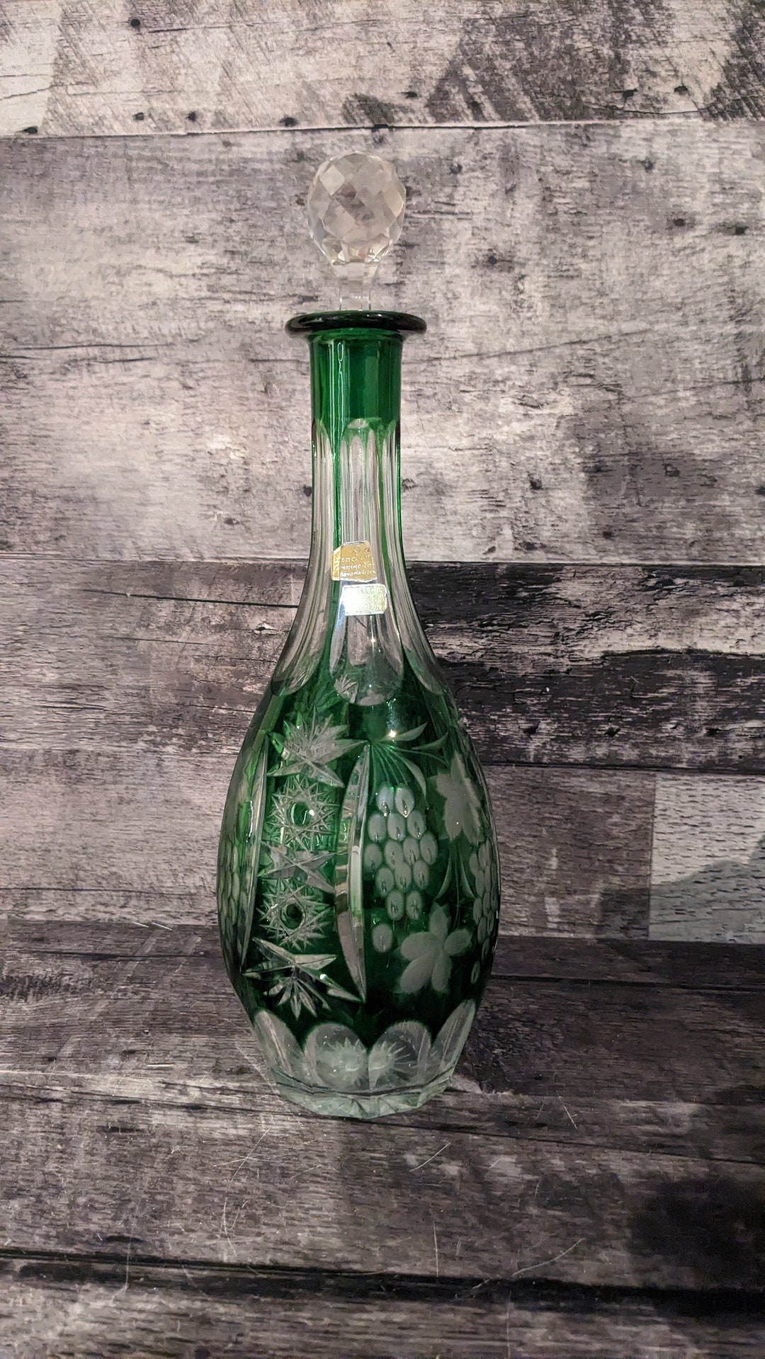 Green Lead Crystal West German Decanter Etsy