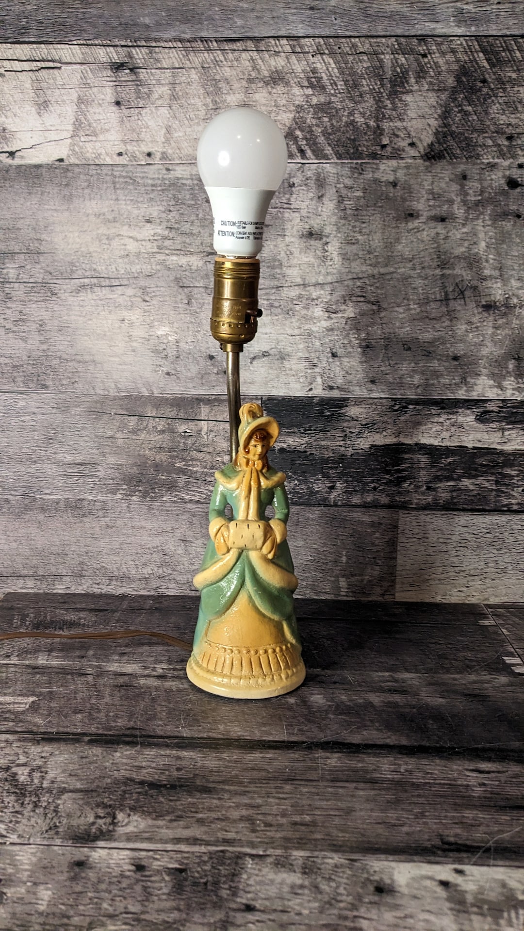Vintage Chalkware Victorian Lady Lamp Etsy