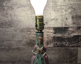 Lovely Midcentury Porcelain Lady Figural Lamp