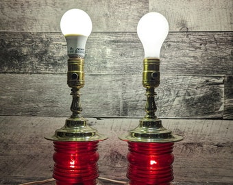 Two Double Lighted Red Lamps