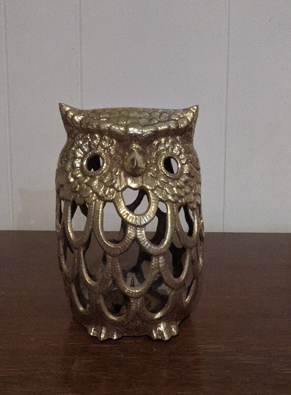 Solid Brass Owl Candle Holder Etsy