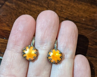 Lovely Vibrant Peachy Orange Screw Back Earrings