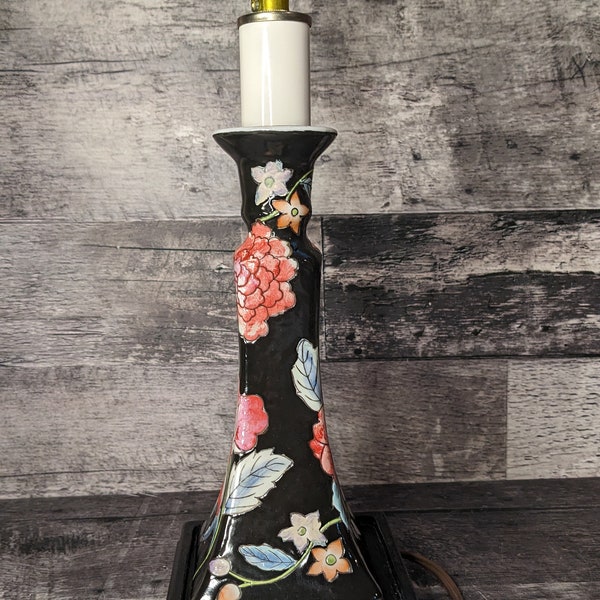 Black Floral Ceramic Lamp