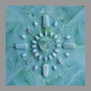 I Trust The Natural Flow Of Life Crystal Grid/Crystals Attached/Reiki Charged/8 x 8 inches/Crystals on Acrylic and Mixed Media on Wood Panel