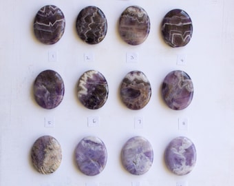 Chevron Amethyst Worry Stones/Reiki Charged/Relaxation or Anxiety Relief/Approx. 2 inches by 1.5 inches long