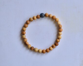 Trolleite and Palo Santo Bracelet/ Stretch Bracelet/ Reiki Charged/ 6mm Beads and One 8mm Bead/ Design 3