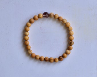 Super Seven and Palo Santo Bracelet/ Stretch Bracelet/ Reiki Charged/ 6mm Beads and One 8mm Bead/ Design 3