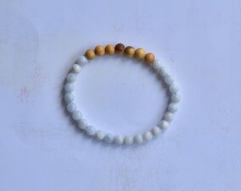 Celestite and Palo Santo Bracelet/ Stretch Bracelet/ Reiki Charged/ 6mm Smooth Beads/ Design 1