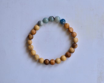 Trolleite and Palo Santo Bracelet/ Stretch Bracelet/ Reiki Charged/ 8mm Beads/ Design 4