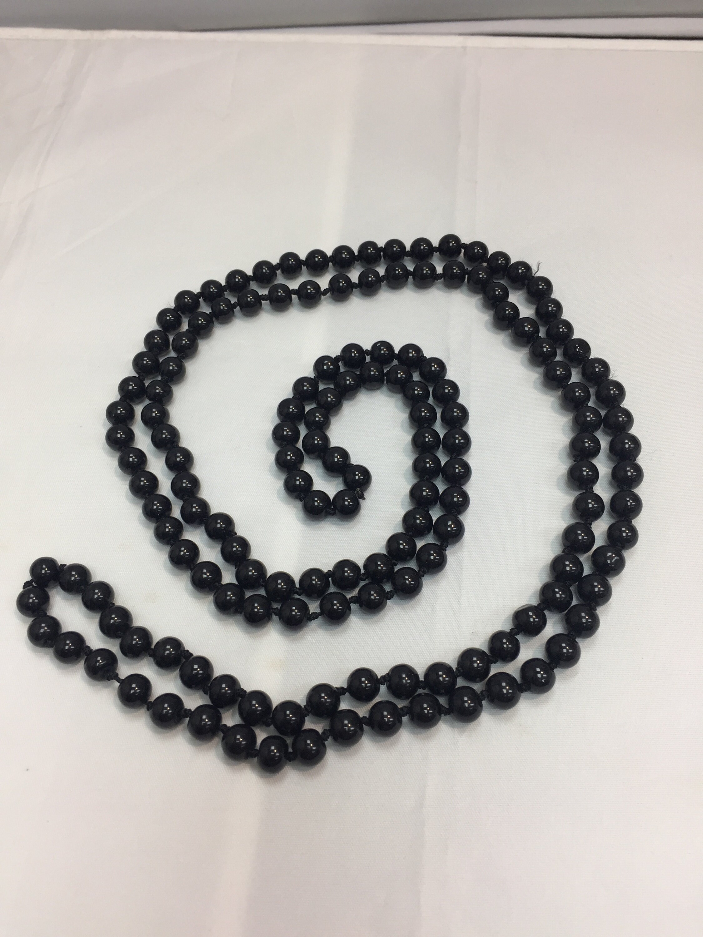 New Long Black Faux Pearls Beaded Chain Necklace Etsy