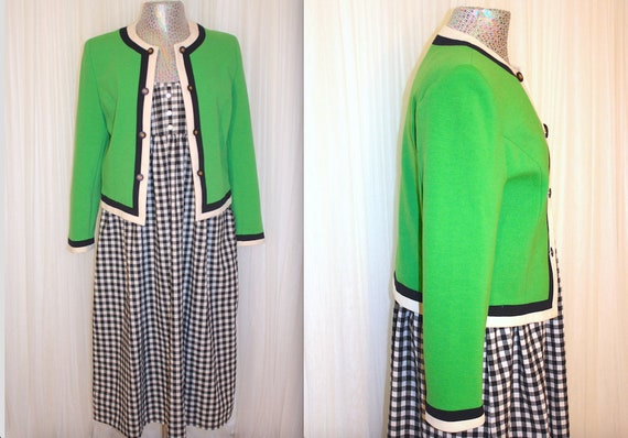 1980s Vintage Size S-L Vibrant Green Jersey Knit … - image 1