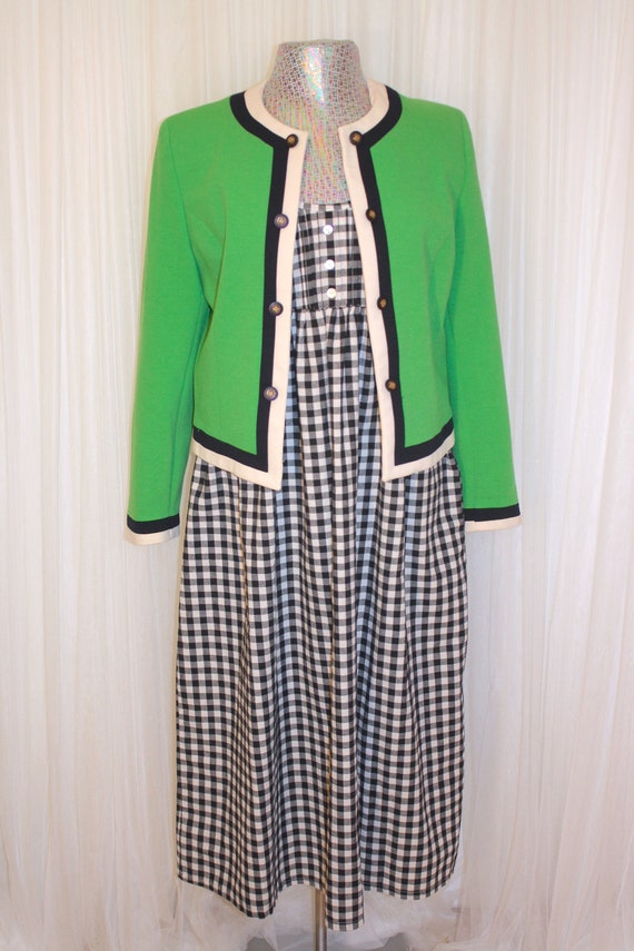 1980s Vintage Size S-L Vibrant Green Jersey Knit … - image 2
