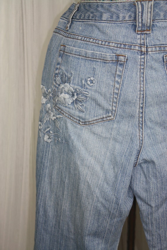Vintage 1990s Size M/L Straight Leg Jeans With Em… - image 8