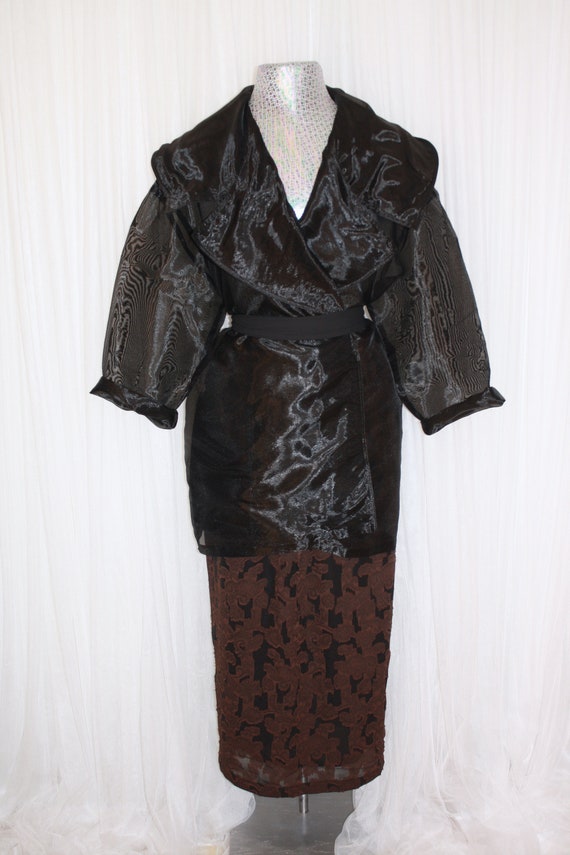 1990s Vintage Size XS/S Brown and Black Textured … - image 2