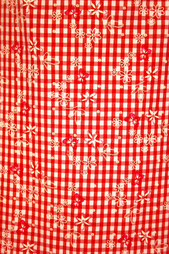 1980s Size M/L Vintage Red Plaid Maxi Skirt Draws… - image 4