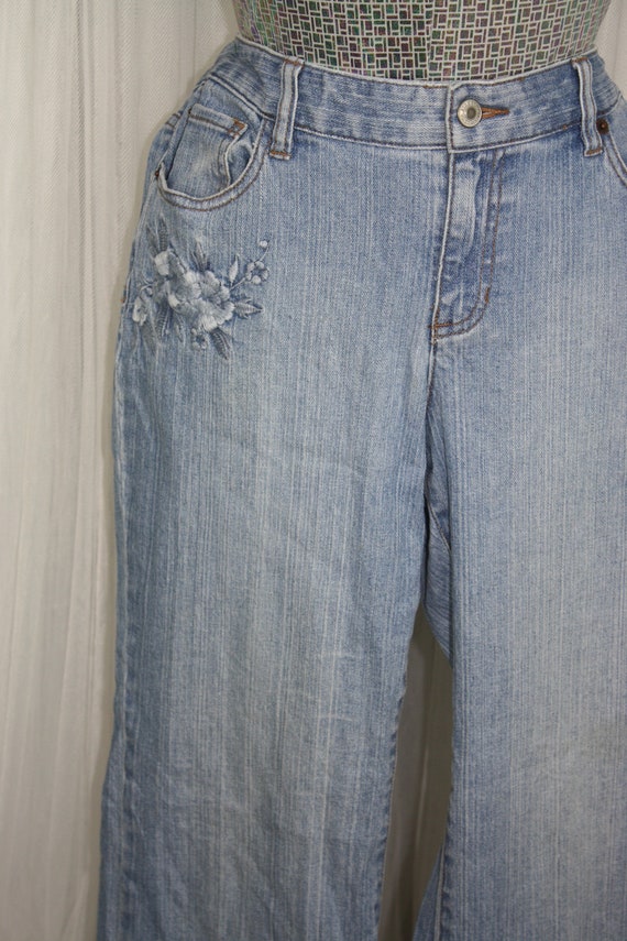 Vintage 1990s Size M/L Straight Leg Jeans With Em… - image 3