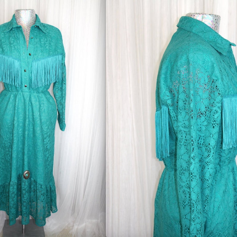 Western Embroidered Fringe Maxi Dress