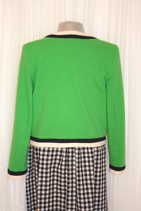 1980s Vintage Size S-L Vibrant Green Jersey Knit … - image 6