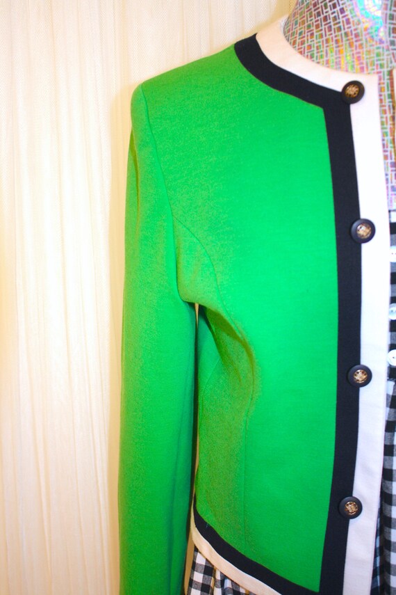 1980s Vintage Size S-L Vibrant Green Jersey Knit … - image 4