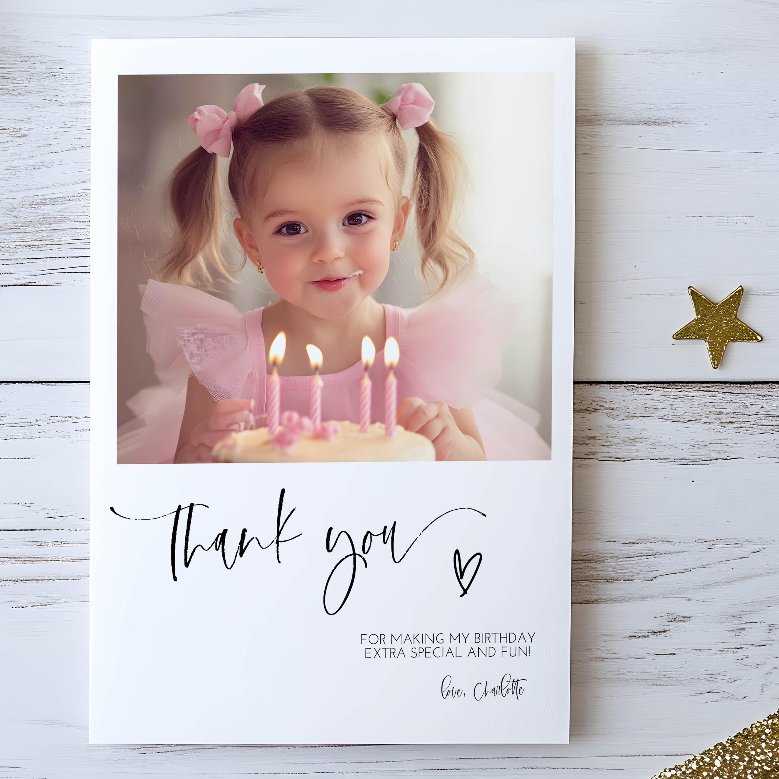 Editable Birthday Photo Thank You Card Template (5x7 Digital Download ...