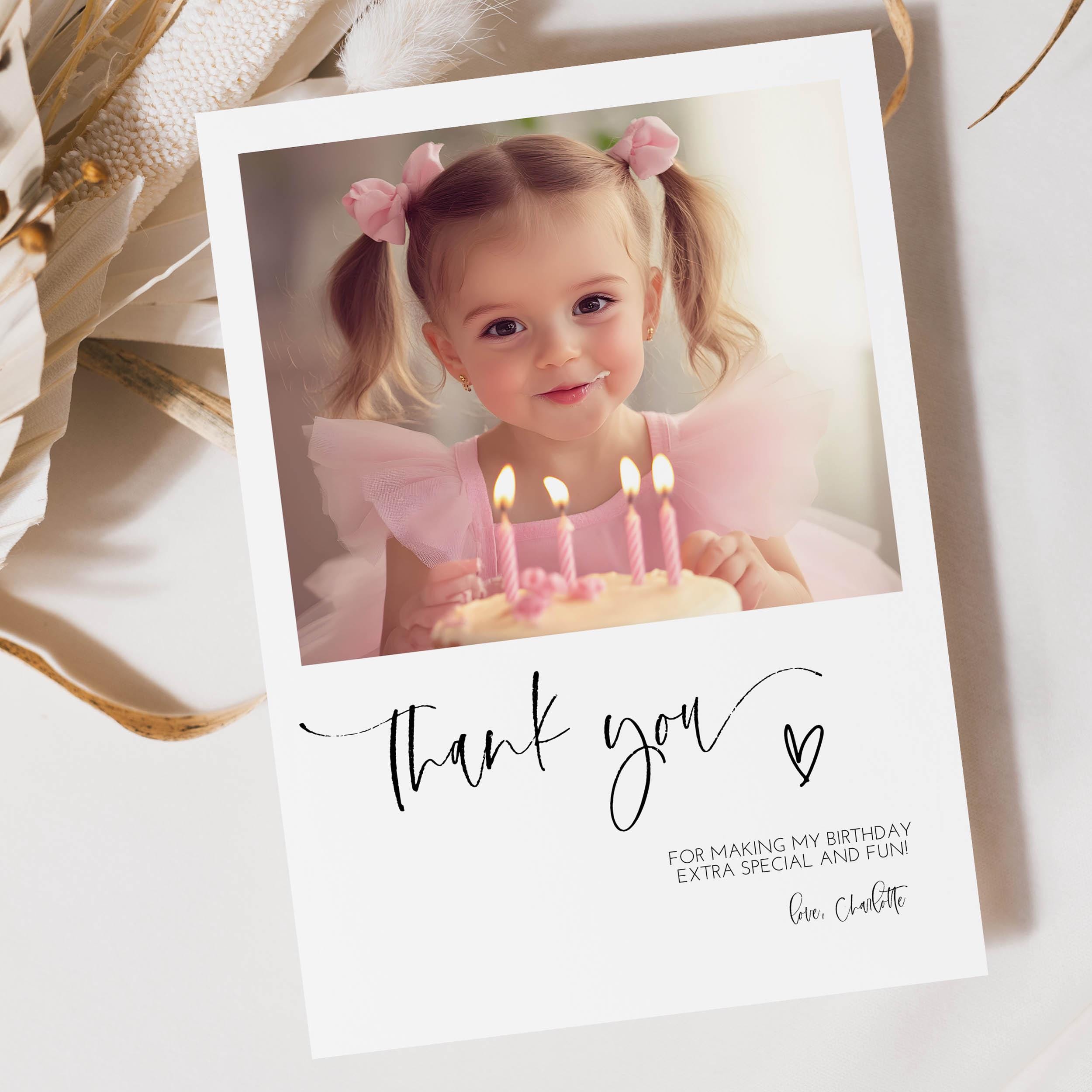 Editable Birthday Photo Thank You Card Template (5x7 Digital Download ...